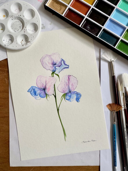 Sweet Peas - Original Watercolour Artwork A4